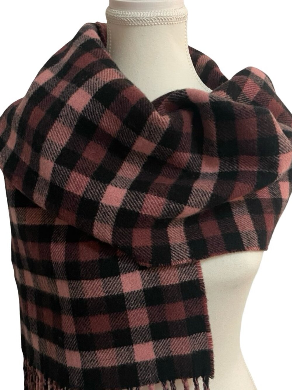 Coach 100% Wool Reversible Plaid Signature Scarf Made in Italy